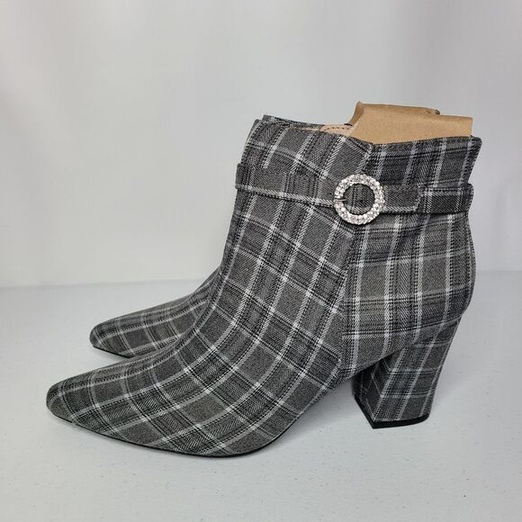 Journee Collection Shoes - Journee Collection Sarah Grey Plaid Ankle Booties